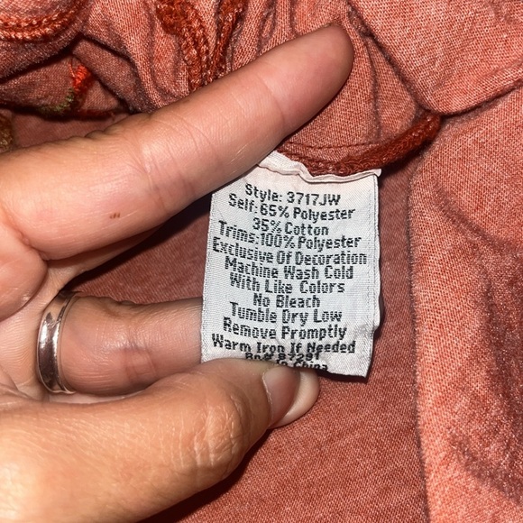 Johnny Was JWLA Embroidered Floral Scoop Neck Relaxed Tunic Tee Shirt Rust L - Picture 9 of 9